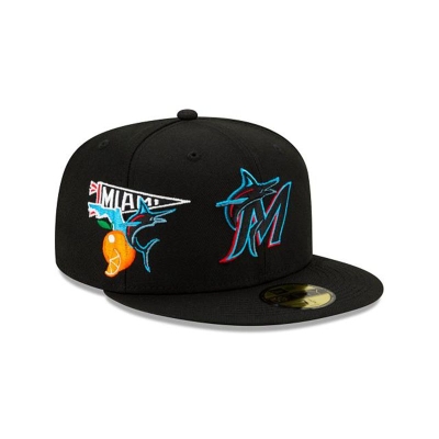 Sapca New Era Miami Marlins MLB City Patch 59FIFTY Fitted - Negrii